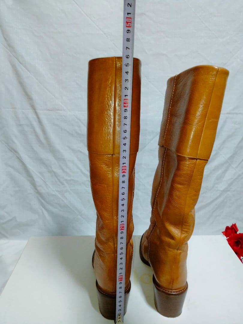 クロエ CHLOE キャメル レザー ロングブーツ ヒール 39