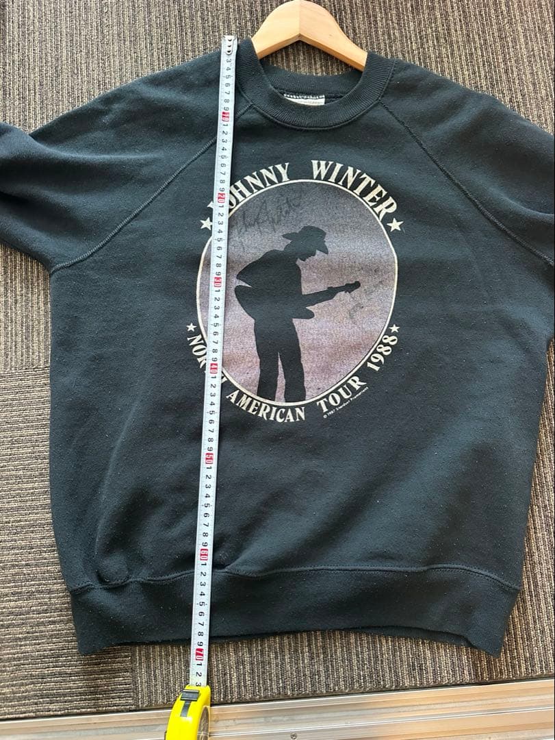 80sビンテージUSA製　ジョニーウィンタースエット　バンドスエット　XL 黒