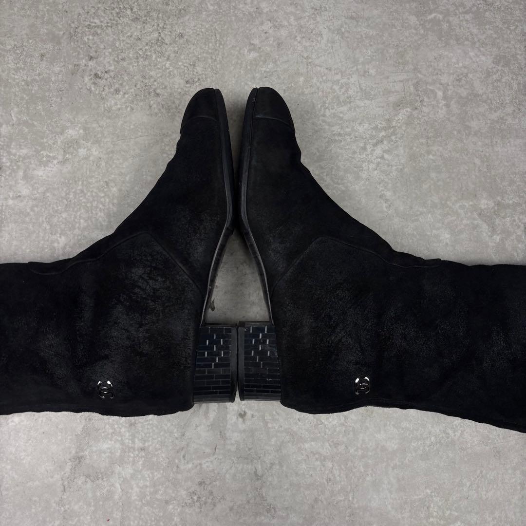 シャネル　CHANEL ココマーク　ニーハイブーツ　レザー　ブラック　36C