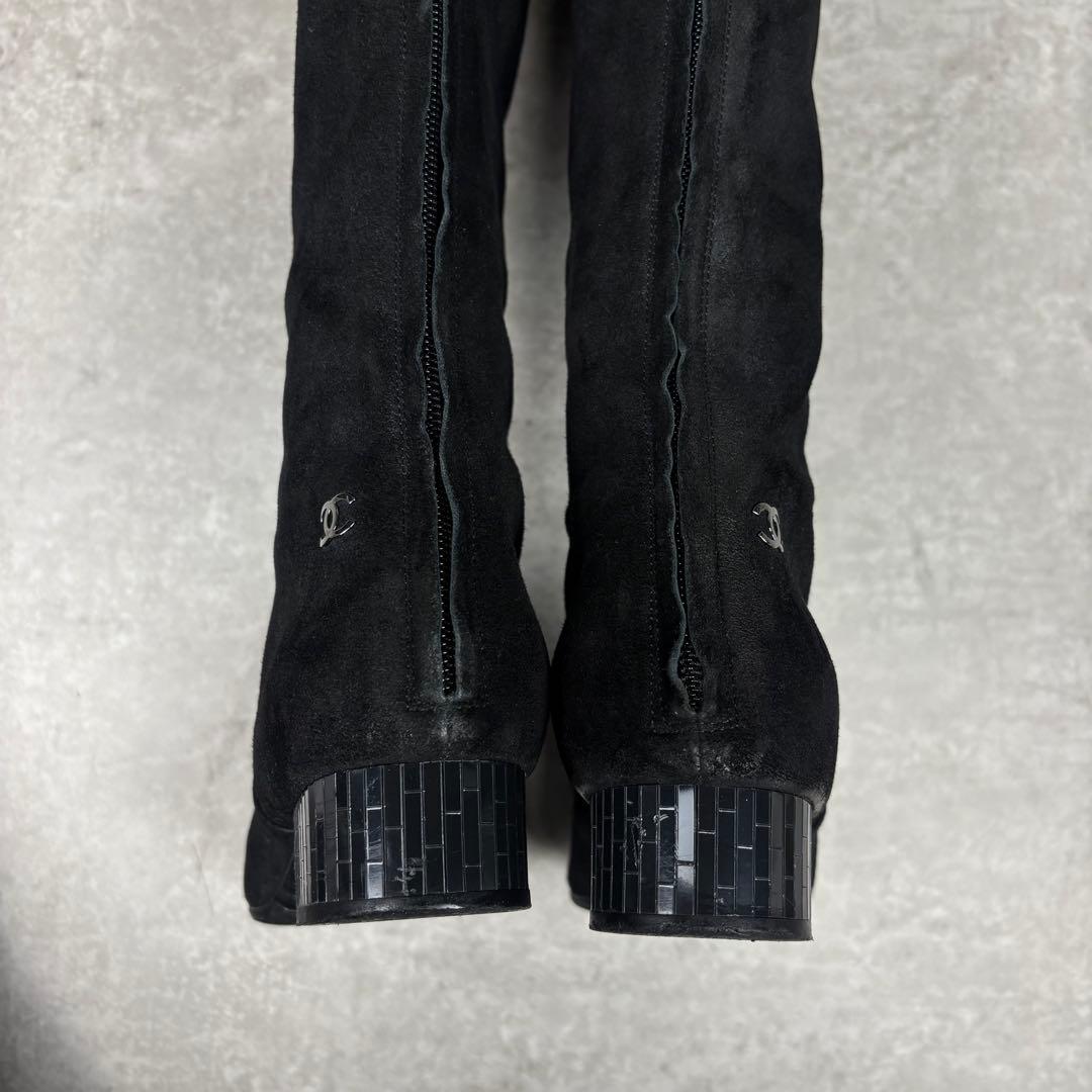 シャネル　CHANEL ココマーク　ニーハイブーツ　レザー　ブラック　36C