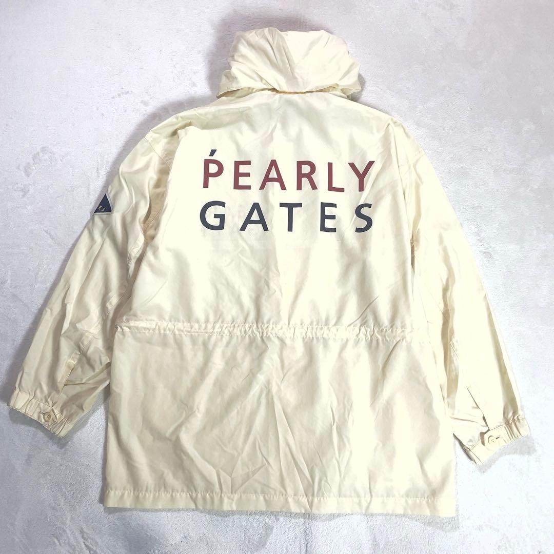 美品 パーリーゲイツ ナイロン フーディジャケット L アイボリー ハーフコート