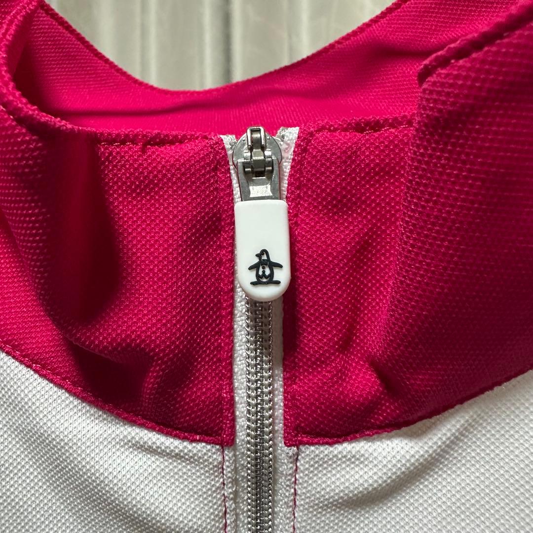 【マンシングウェア】ゴルフウェア ホワイト ピンク Lサイズ ハーフジップ