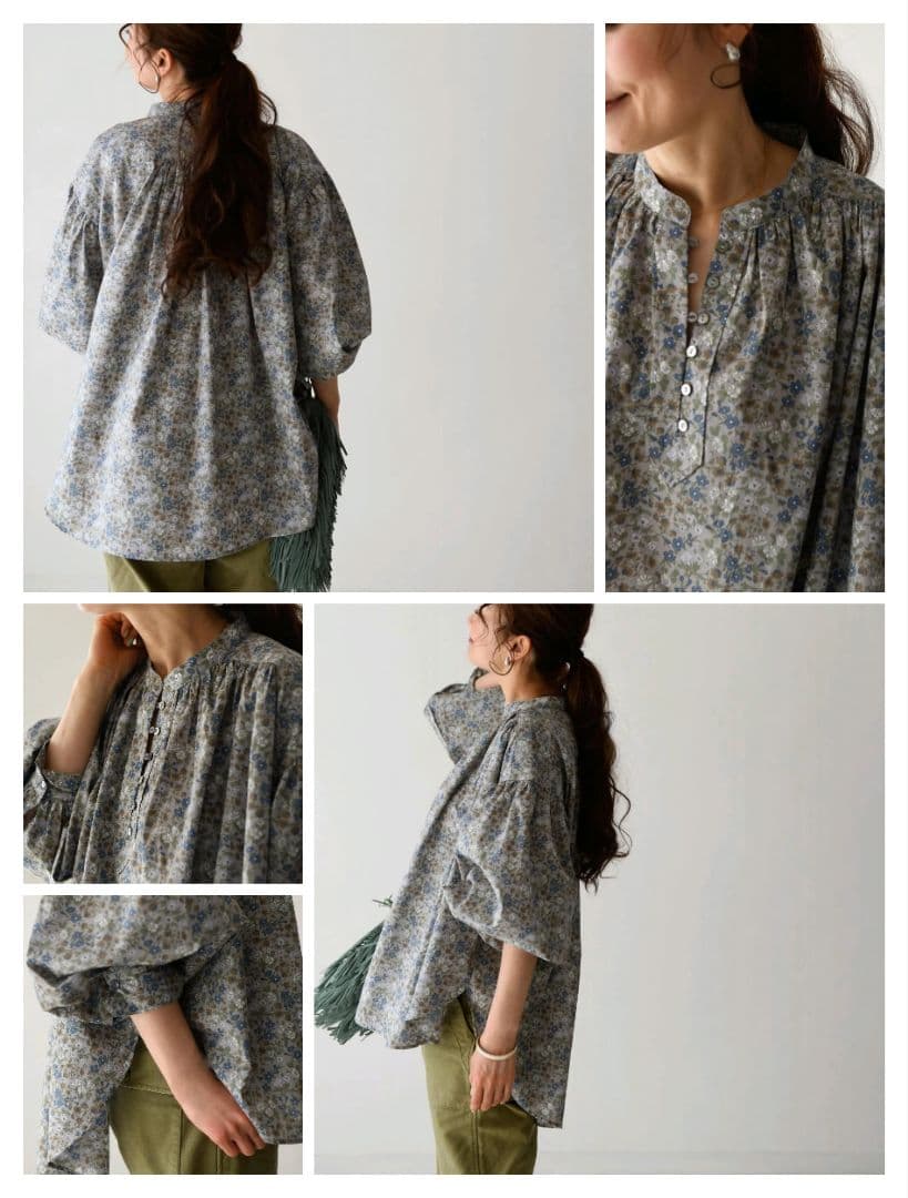 24SS 新品　HUG Ō WäR　LIBERTY　ギャザープルオーバーブラウス