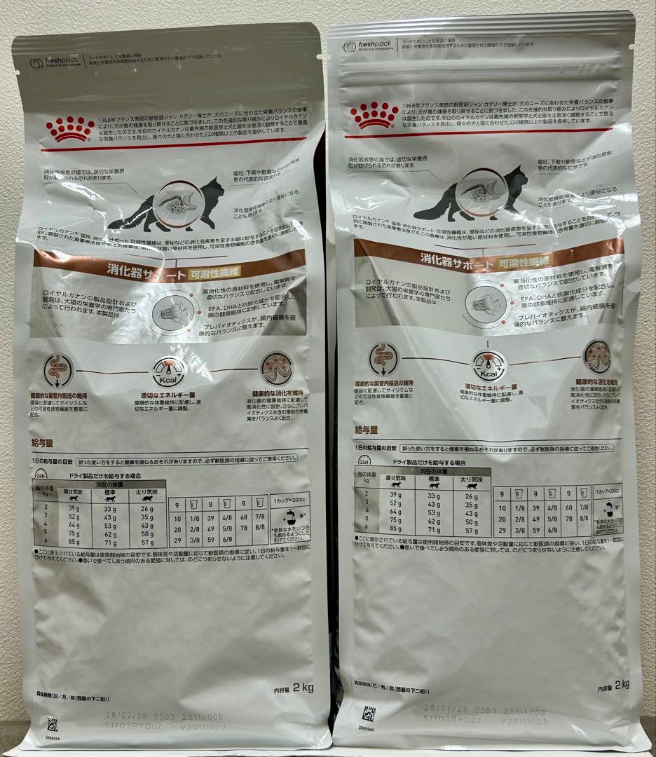 ロイヤルカナン 猫用 消化器サポート 可溶性繊維2kg ２袋セット