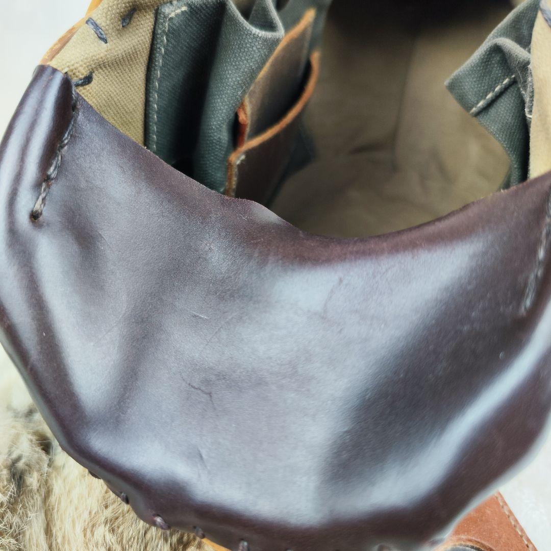 エバゴス カゴバッグ 扇型 レザー ラビットファー 鏡