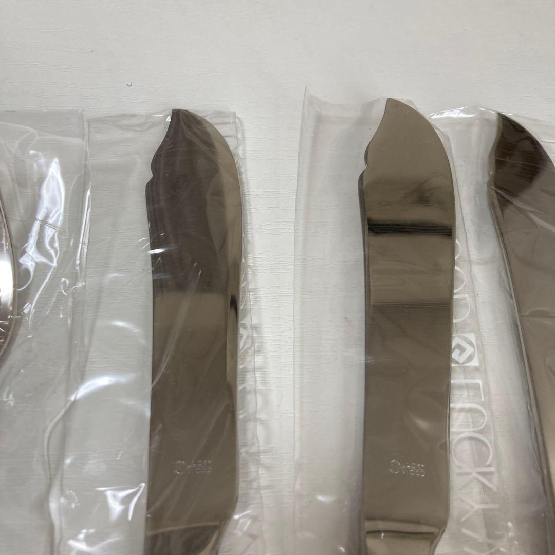 18-12ステンレス　日本製ラッキーウッドフィッシュフォーク、ナイフ