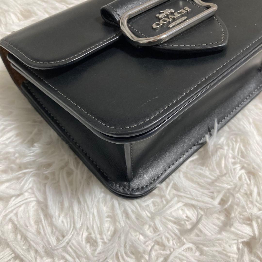 美品　現行 コーチ ショルダーバック　モーガン スクエア　黒　レザー　保存袋付