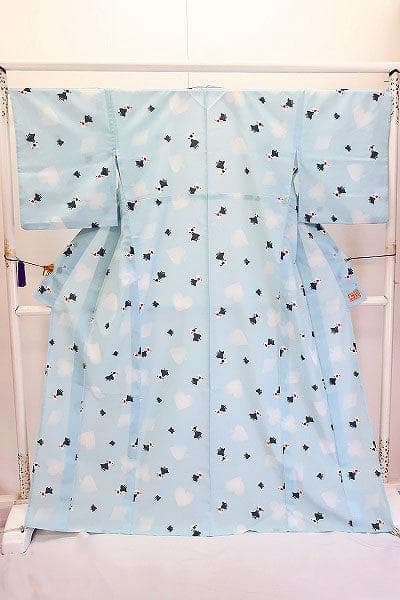 ★専用★夏着物　浴衣　洗える着物　水色　千鳥　トランプ　身丈168cm