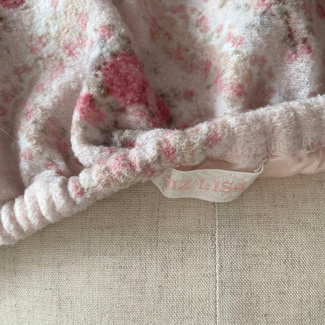 00s 希少 LIZLISA ケープ付き起毛ピンクローズオフショルワンピ 姫ロリ