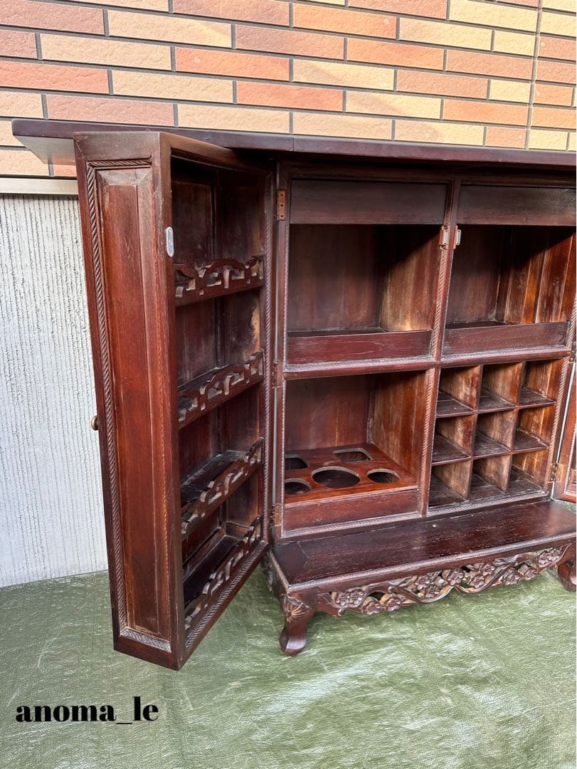 【ボトルラックカウンター】バーカウンター開閉式　収納棚　アンティークヴィンテージ