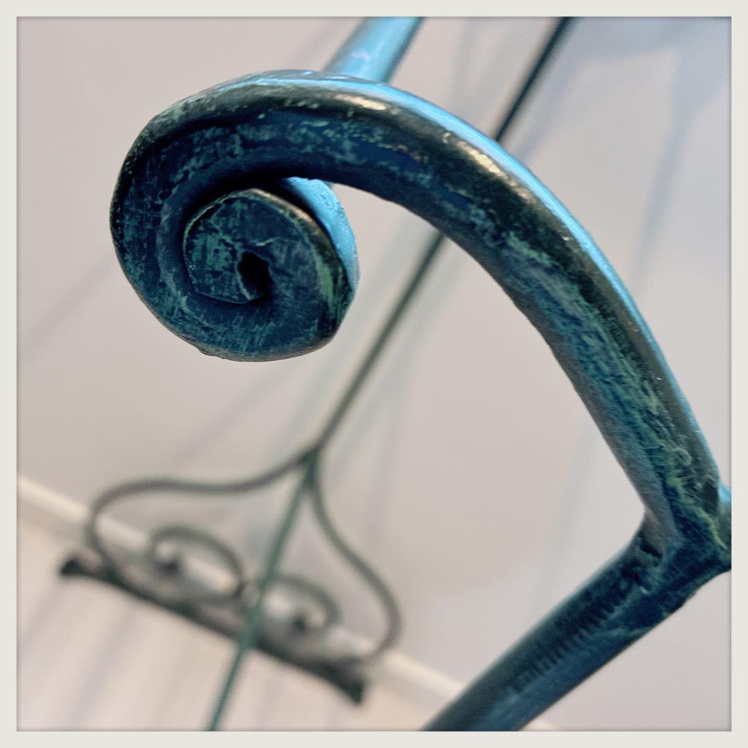 アイアンラック　イタリアヴィンテージ　リネンホルダー　濃いグリーン