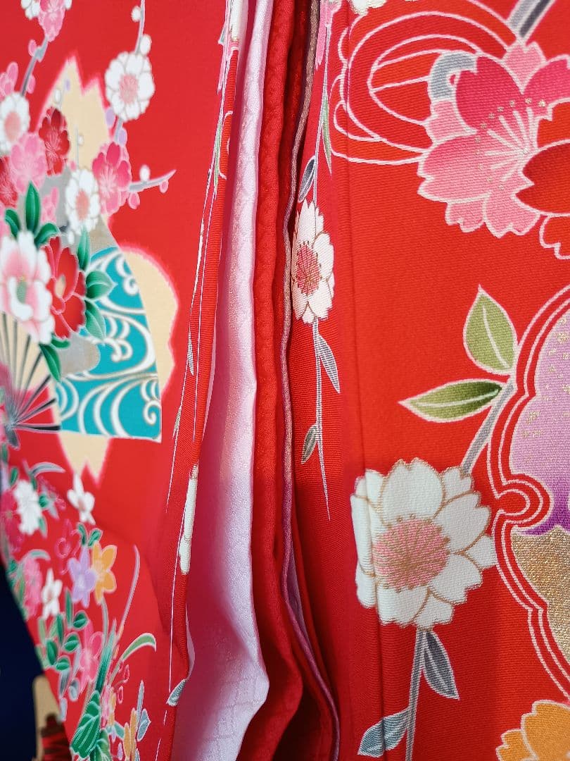 お宮参り　一つ身　着物　赤古典模様