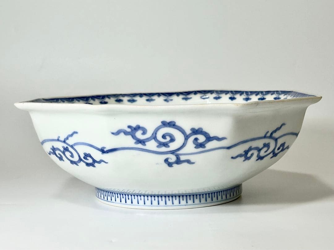 富永源六 釉裏紅 花流水文八角鉢 源六焼 嬉野焼　有田　伊万里