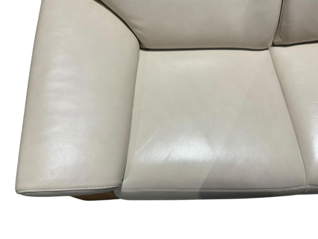 ◻【美品】karimoku 3人掛けソファ 本革張り ZU4853 ソファのみ