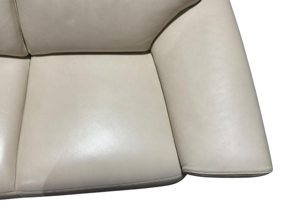 ◻【美品】karimoku 3人掛けソファ 本革張り ZU4853 ソファのみ