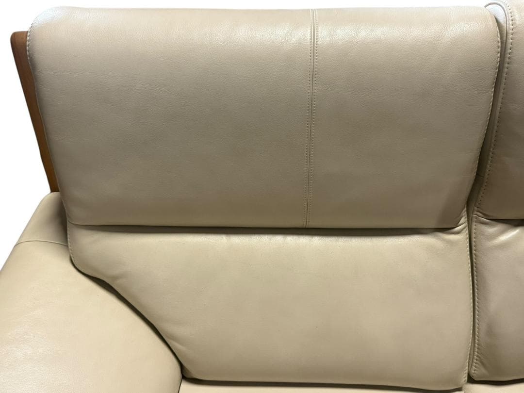 ◻【美品】karimoku 3人掛けソファ 本革張り ZU4853 ソファのみ