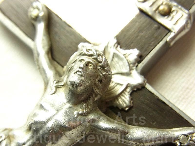 c1592【大型サイズ】フランス アンティーク クロス（軽金属＋黒檀）