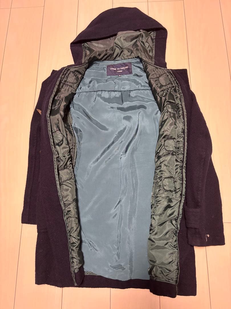 コムデギャルソンオム　縮絨　ダッフルコート　ネイビー　XS