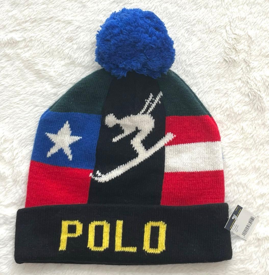 6r783　ポロ　ラルフローレン　ポンポン　ニット帽　ダウンヒル　スキー