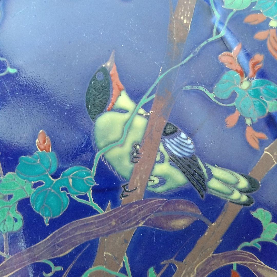 （希少）　明治伊万里　オールド香蘭社？　瑠璃花鳥菱形変形皿　　有田焼