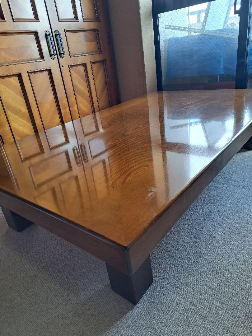 2回使用　木製座卓 光沢仕上げ 茶色