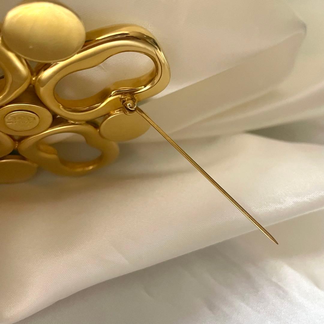 希少　GUCCI グッチ　ブローチ　大ぶり　カラーストーン　ゴールド　美品