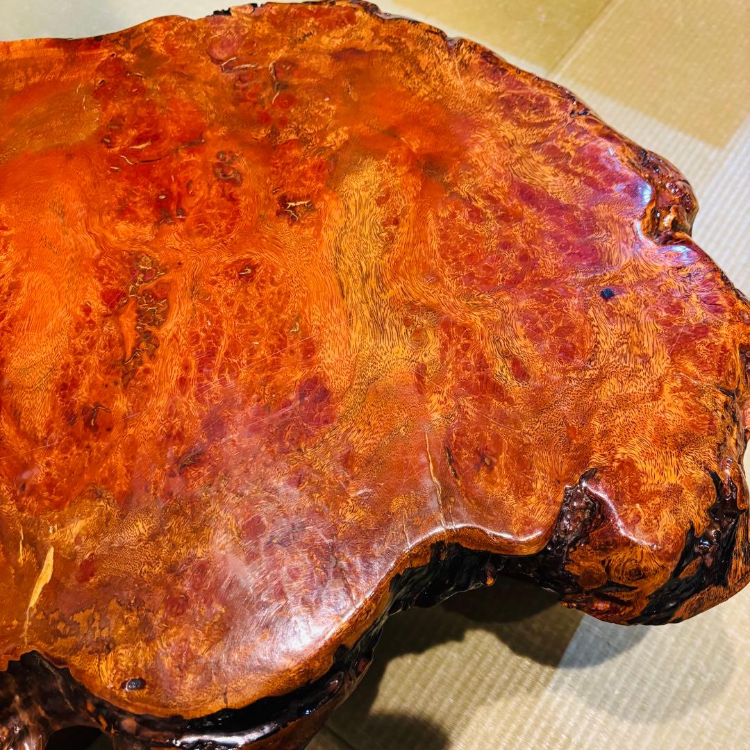 花梨 一枚板 天然木 花台 テーブル ローテーブル 瘤 座卓　飾り台