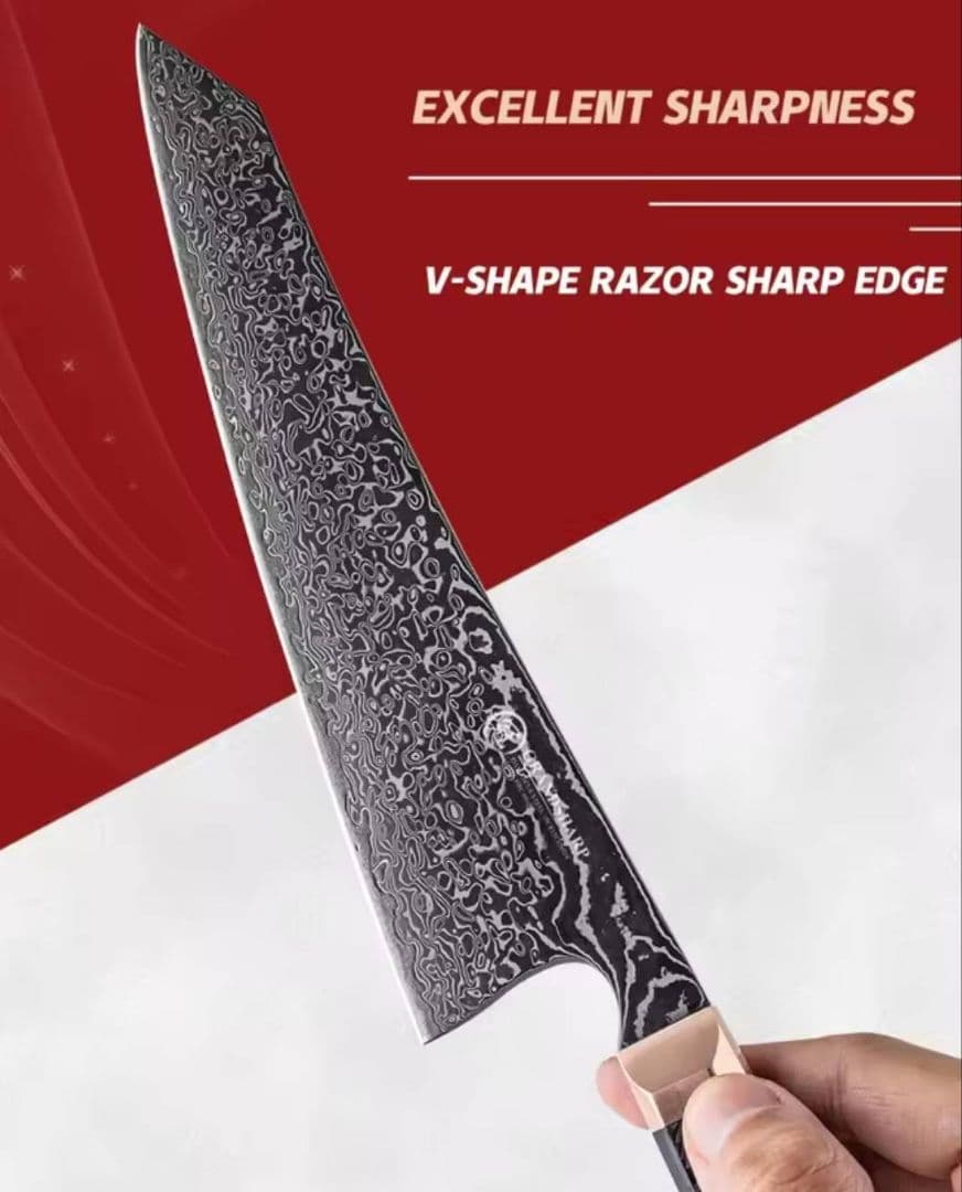 V金10号 ダマスカス67層 牛刀 黒染 切付 捌きペティナイフ 14cm 包丁