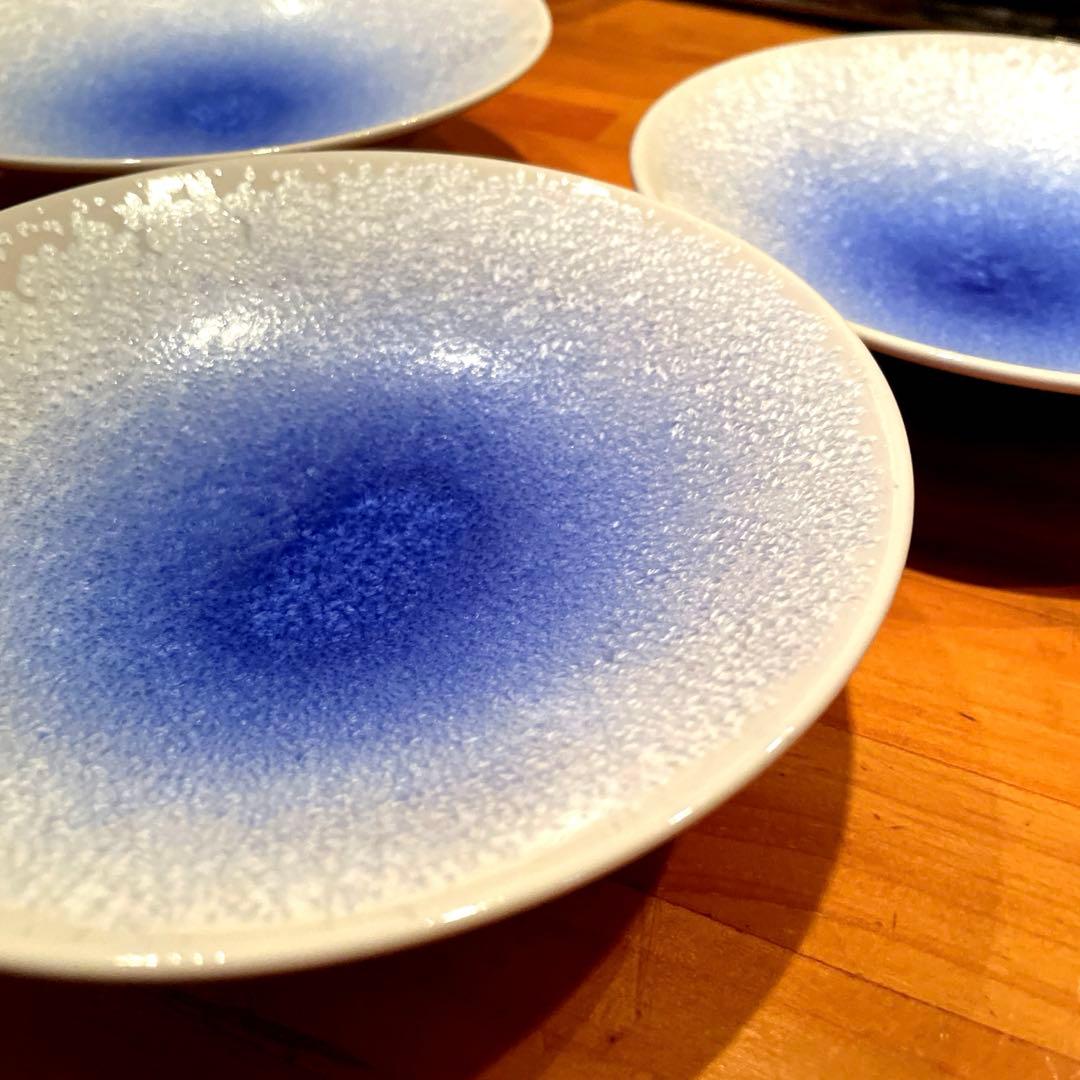 有田焼　高級割烹皿3枚セット 青のグラデーション皿 3枚セット
