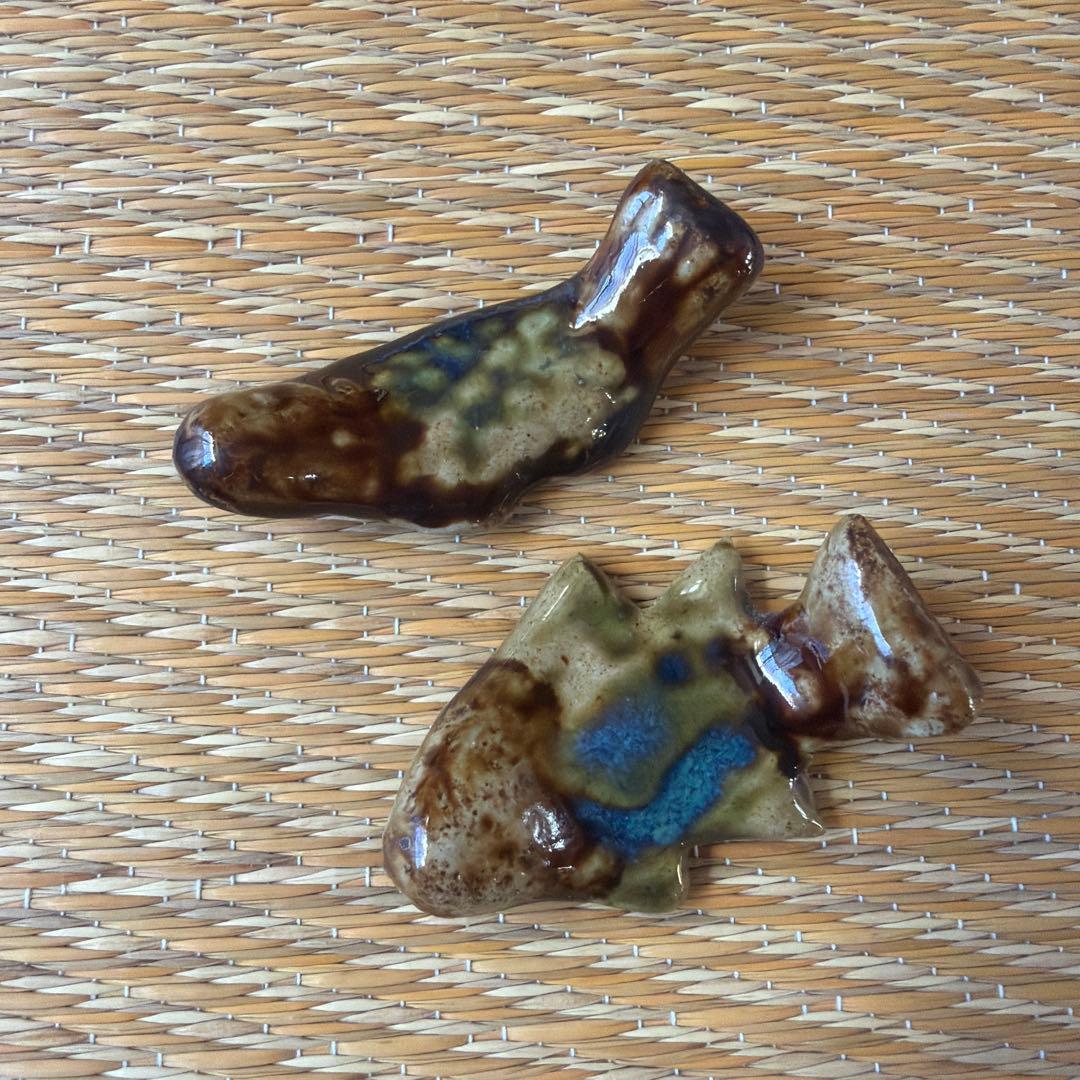 人間国宝 金城次郎 箸置き 魚 2点