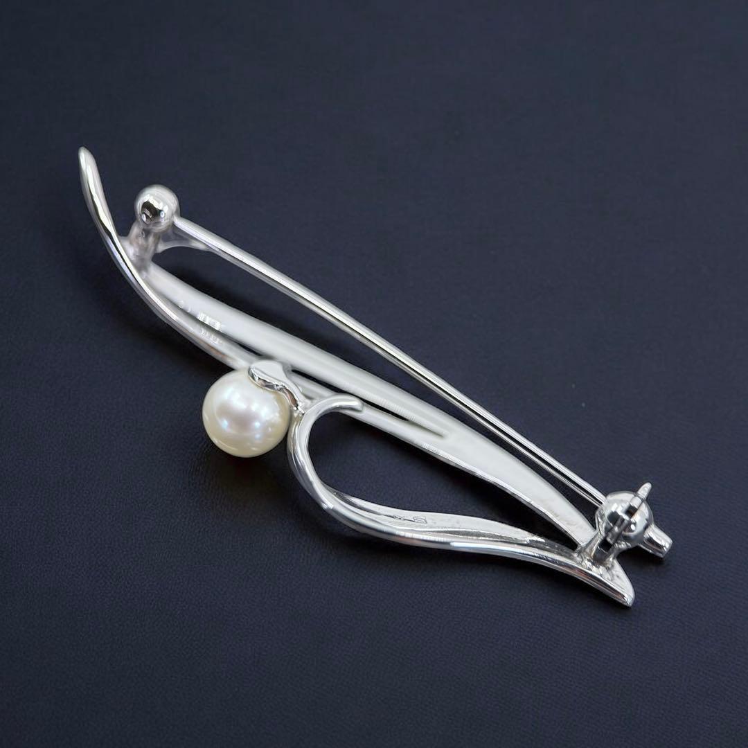 【極上】ミキモト　アコヤ　本真珠　パール　ブローチ　コサージュ　シルバー