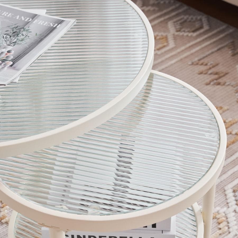 新品　ガラステーブル 2点セット センターテーブル ガラス天板1711-160