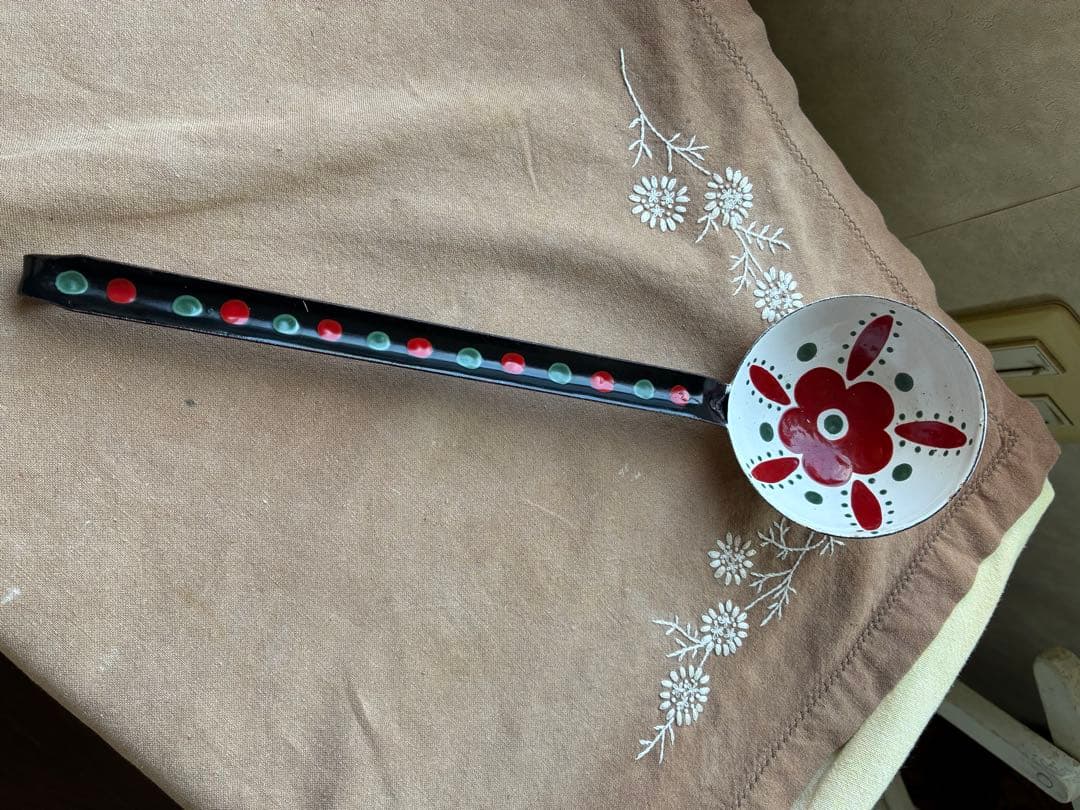 りりららアンティーク　手書き　ホーロー　レードル　お玉　オタマ　超レア