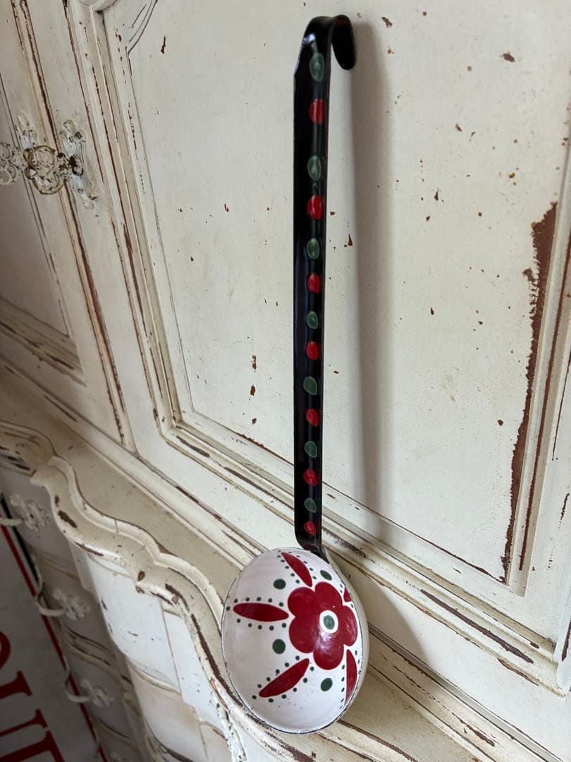 りりららアンティーク　手書き　ホーロー　レードル　お玉　オタマ　超レア