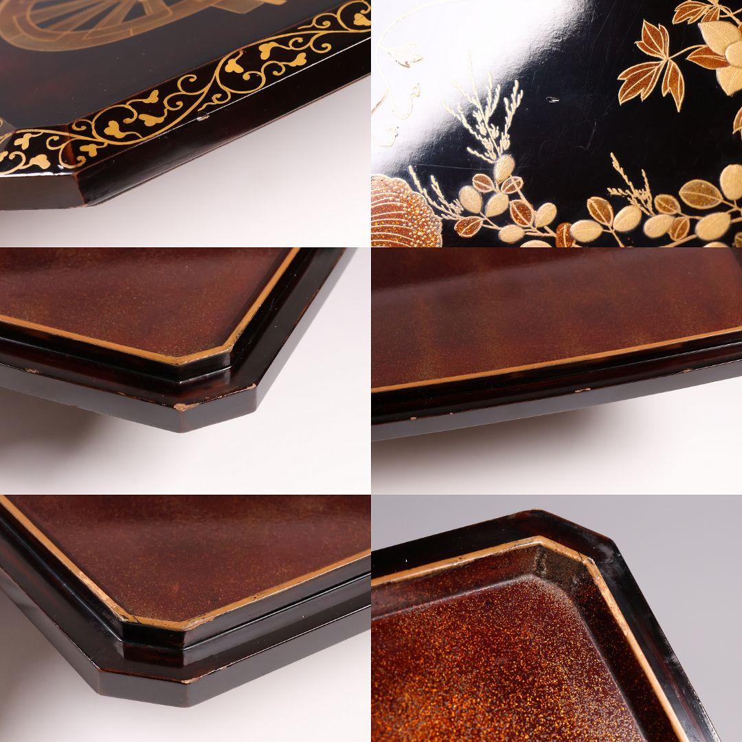 【MA699】加賀蒔絵 饅羹重 内梨地 花車 金蒔絵 木製漆器 饅頭箱 菓子器