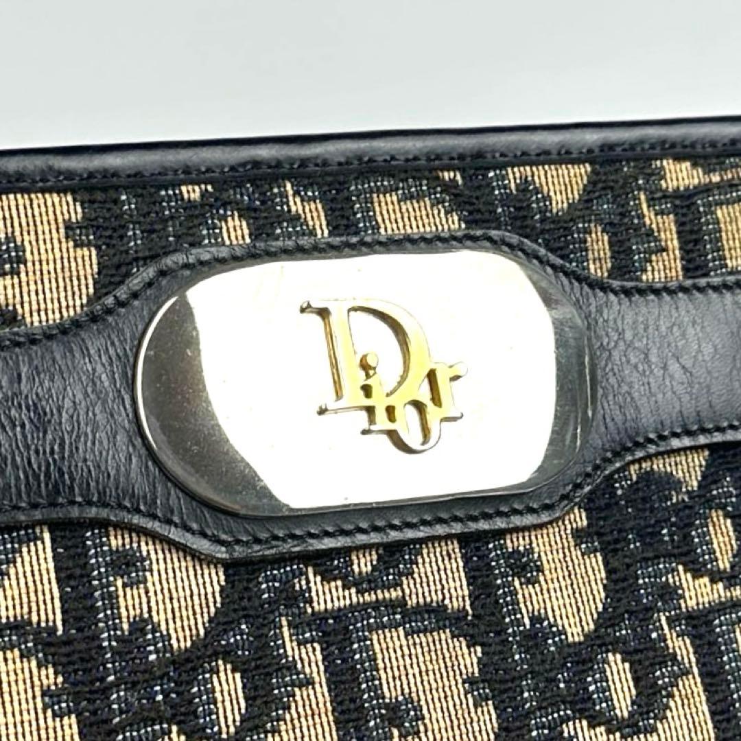 【美品】ディオール　ショルダーバッグ　トロッター　キャンバス　レザー　ネイビー