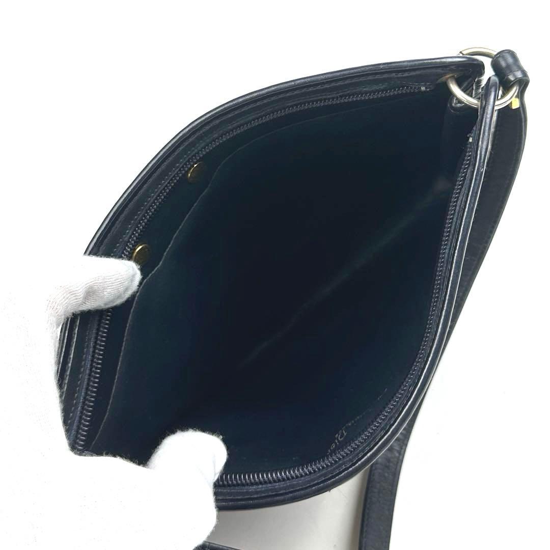 【美品】ディオール　ショルダーバッグ　トロッター　キャンバス　レザー　ネイビー