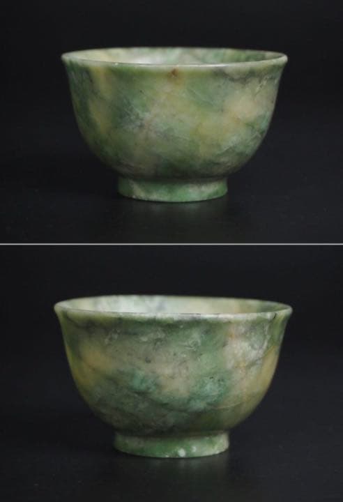 送料無料　発掘品　大変古い緑玉小碗/盃/ぐい呑み径5.4ｃｍ大珍品中国古玩骨董