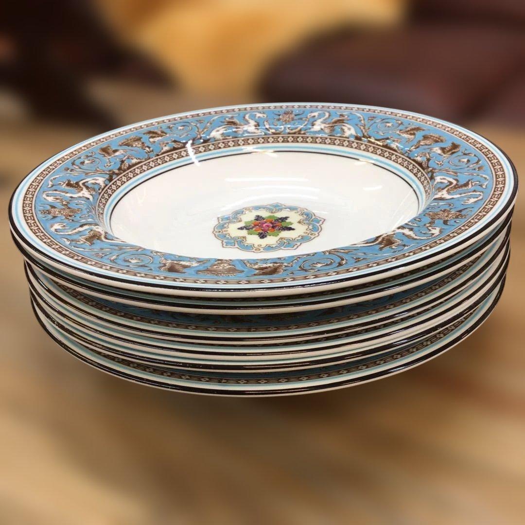 ウェッジウッド フロレンティーン ターコイズ スープ皿 6枚セット USED