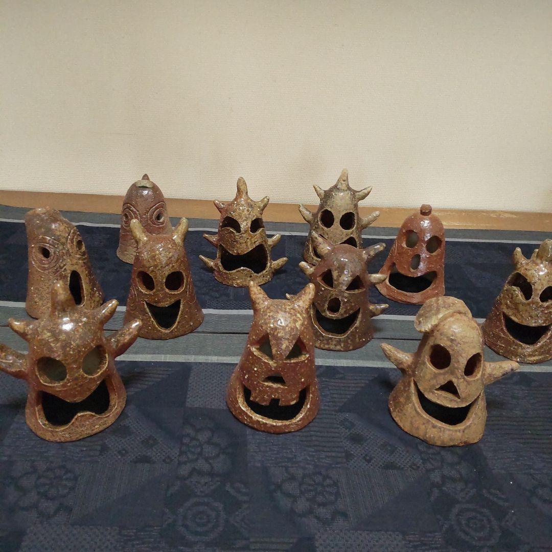 面白い 明かりカバー 11ケ 備前焼