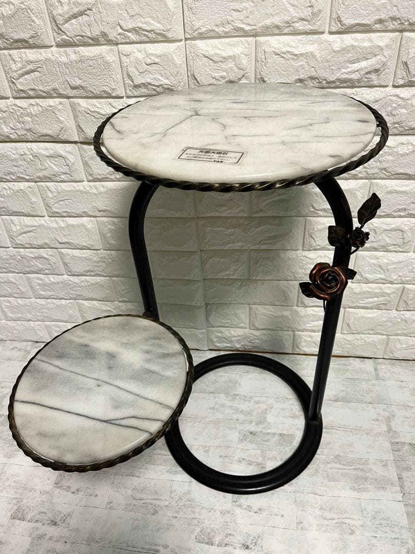 天然大理石 サイドテーブル ラウンド テーブル 花台 飾り台