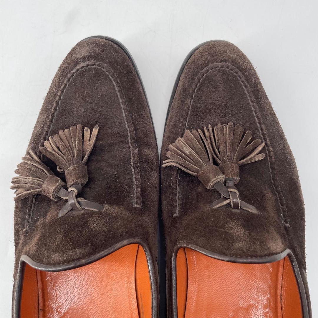 16072✨良品✨サントーニ スエード タッセルローファー 6 1/2 ブラウン