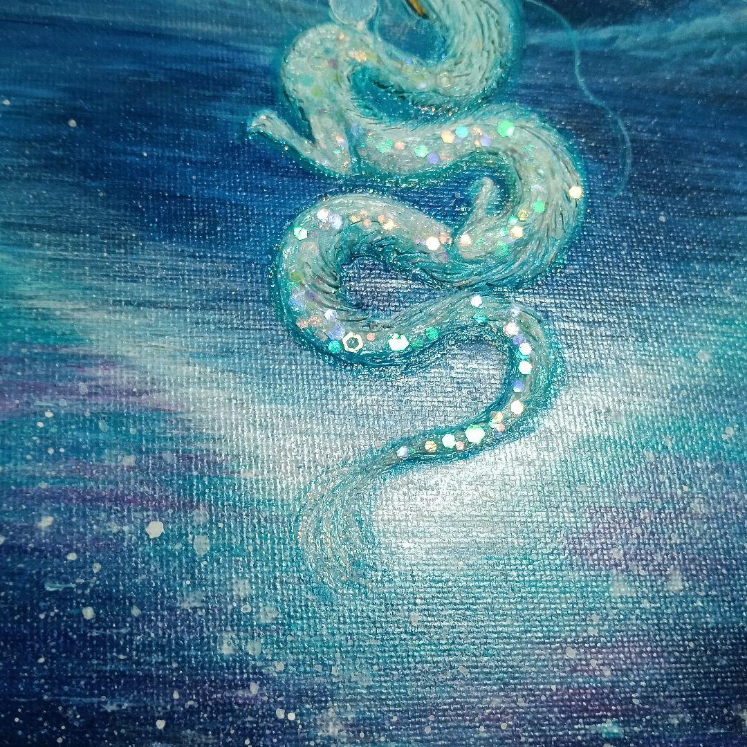 No.559 F3　富士山　昇り龍　白龍　龍神絵画　開運絵画　原画