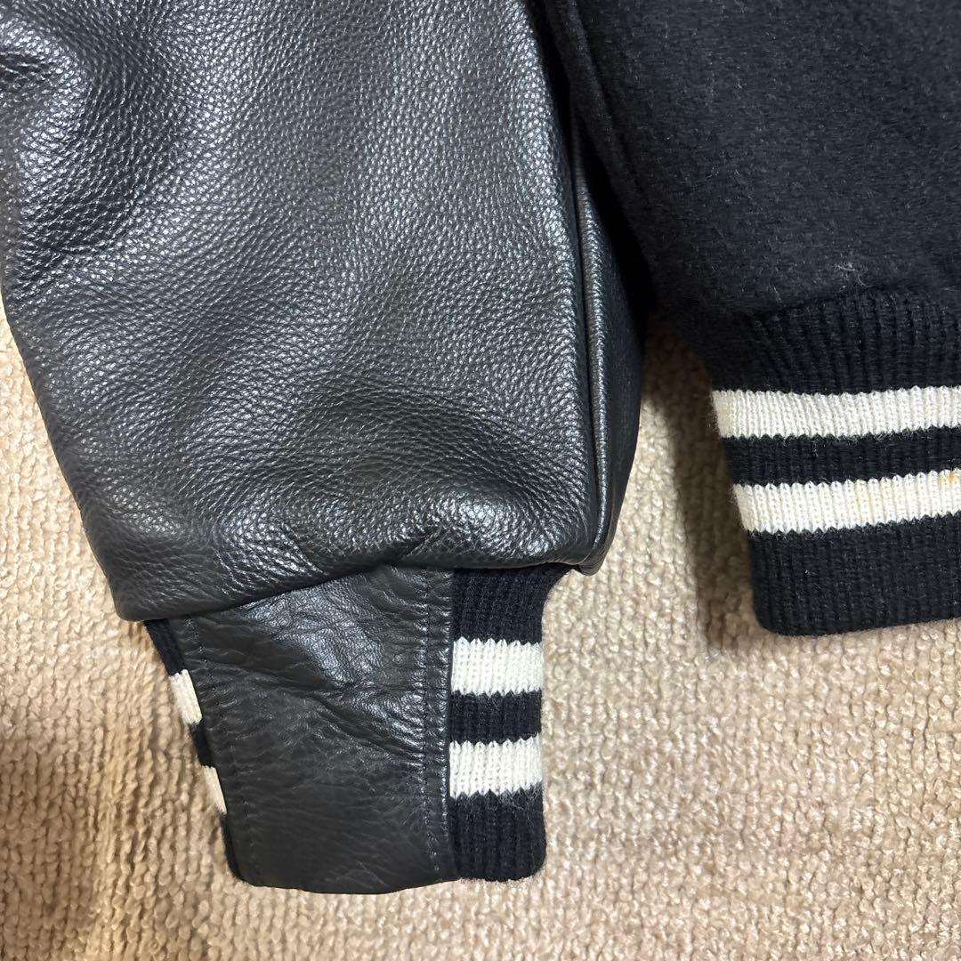 【早い者勝ち】訳ありゴールデンベアスタジャン黒ブラックレザーMサイズスタジャン