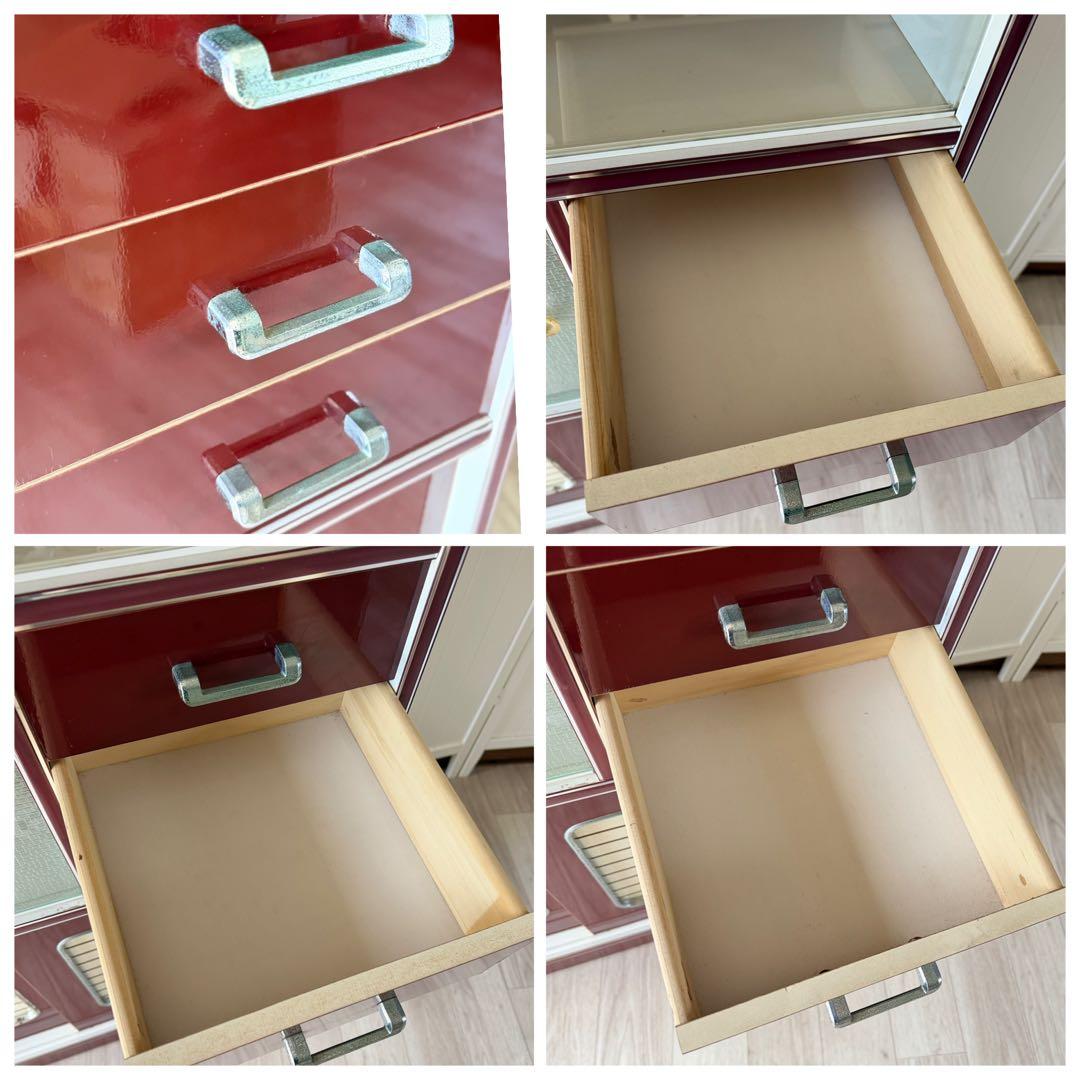 昭和レトロ レトロポップ 食器棚 ガラスキャビネット 木製 キッチン収納 大