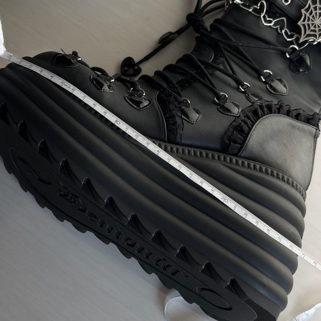 Demonia デモニア 厚底ロングブーツ ロック ゴスロリ V系 黒 26cm