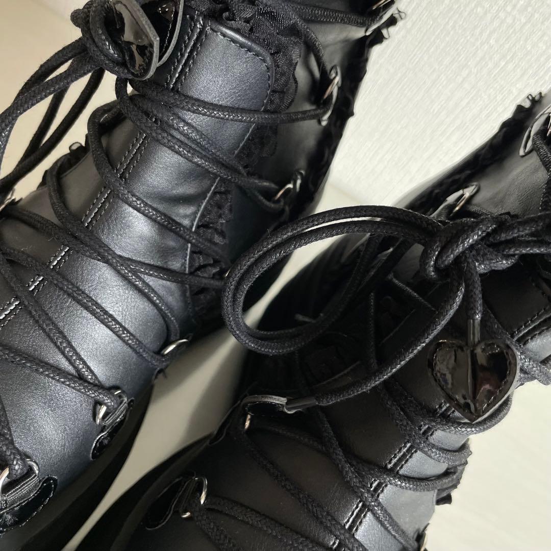 Demonia デモニア 厚底ロングブーツ ロック ゴスロリ V系 黒 26cm