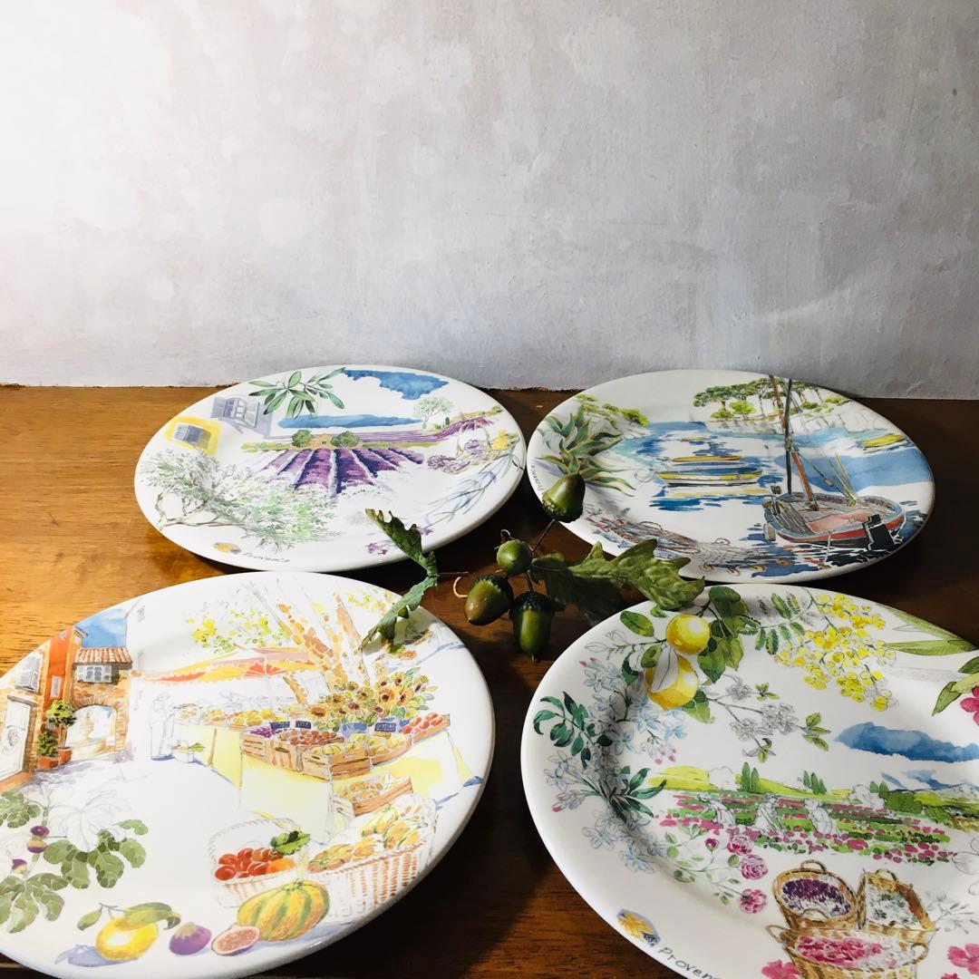 【人気】Gien フランス　ジアン窯　プロヴァンス Provence 4枚セット