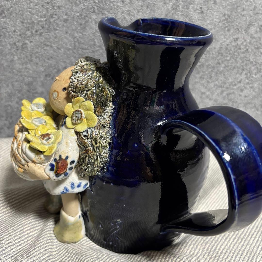 新品　可愛い立体人形花入・花瓶「瀬戸焼・寺島タエコ」①