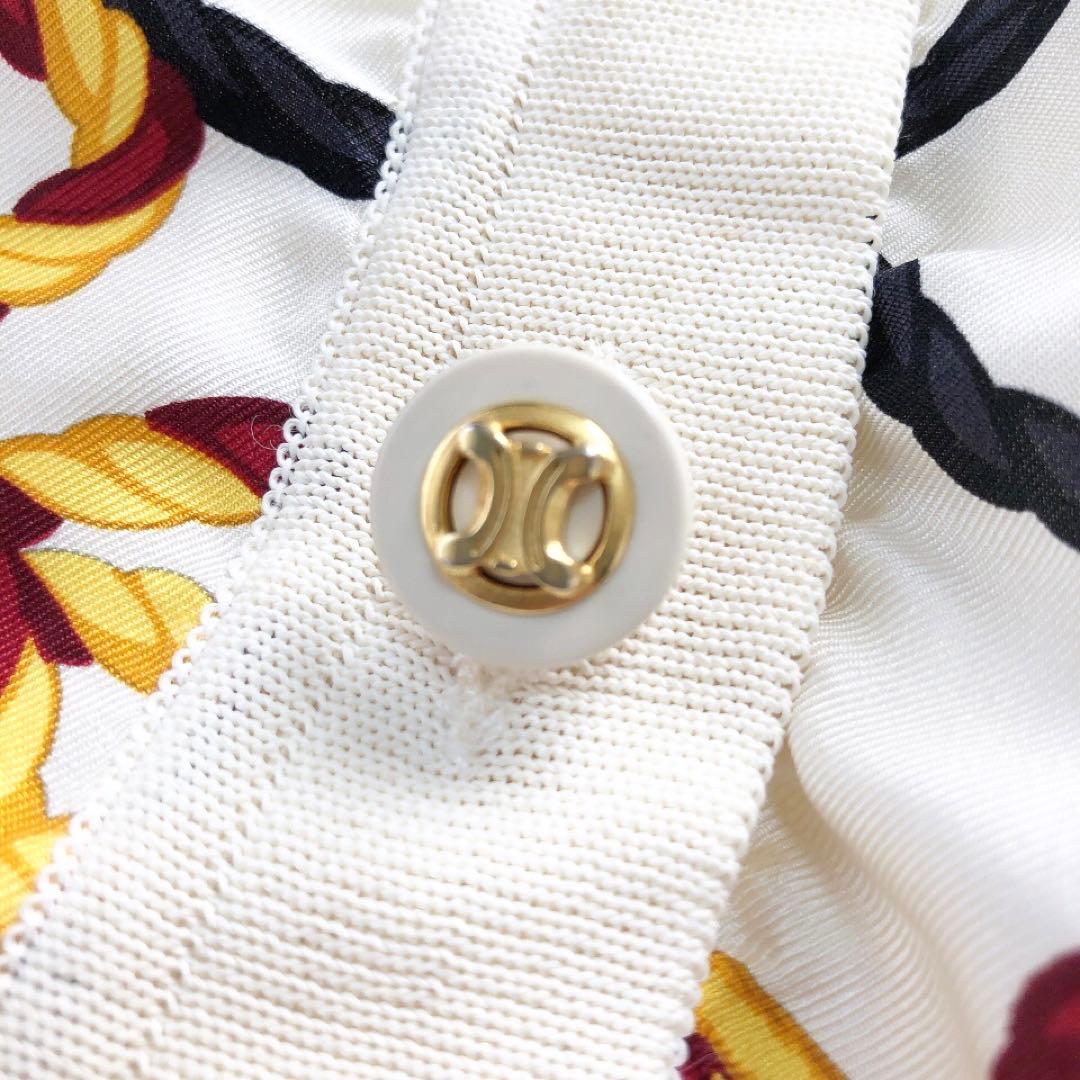 CELINE*セリーヌ　ヴィンテージカーディガン　ロープ柄　シルク100% 38